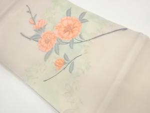 紗 花葉模様織出し名古屋帯